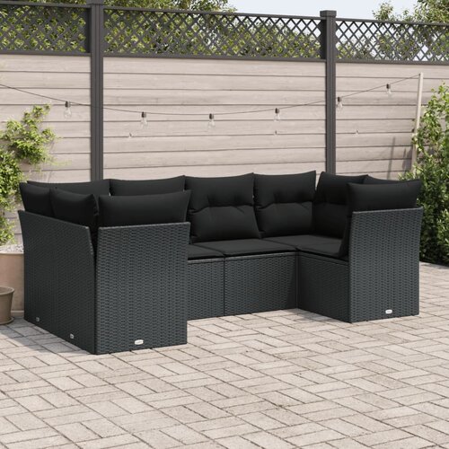 VidaXL 6-dijelni set vrtnih sofa s jastucima crni od poliratana Slike