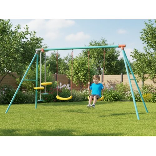 Fun Flip Proizvod sa nedostatkom - OUTLET - dečija ljulja&amp;scaron;ka sa dva sedi&amp;scaron;ta i klackalicom 300 x 150 x 180 cm - metalna konstrukcija ( SW-300-4S ) Slike