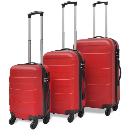  Trodijelni set čvrstih kovčega s kotačima crveni 45,5/55/66 cm