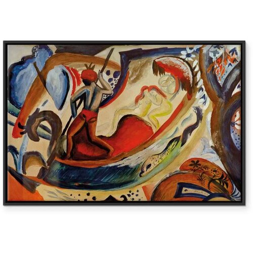  Slika - August Macke &amp;ndash; Nackte M&amp;auml;dchen in der Barke 60x40 U crnom drvenom okviru Slike