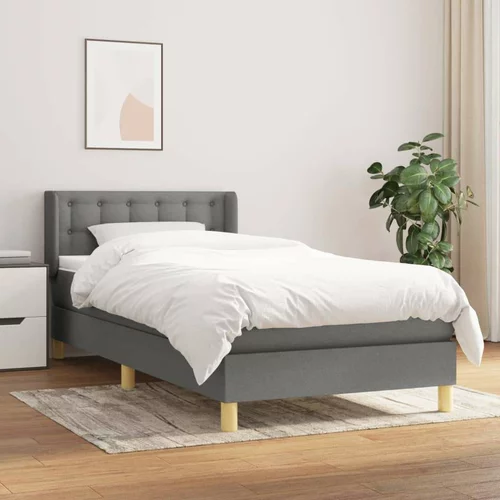  Box spring postelja z vzmetnico temno siva 100x200 cm blago, (20726256)