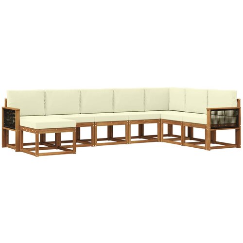 vidaXL Zunanja garnitura za sedenje z blazino 8 pcs Naravna in smetana, (5000282693) Cene