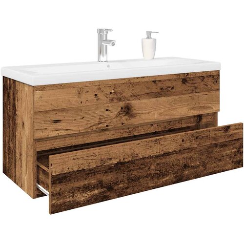  Ormarić za sudoper ugradbenim umivaonikom i slavinom Staro drvo Smeđa 100 x 38.5 x 45 cm Cene