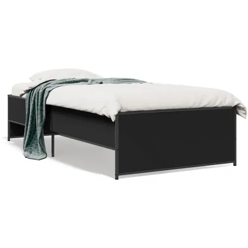  Okvir za krevet crni 90 x 190 cm od konstruiranog drvo i metal