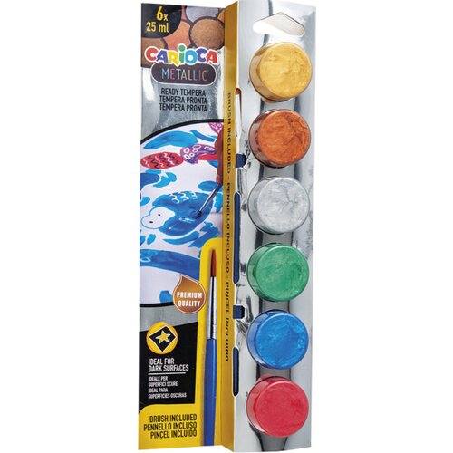 Carioca Tempera Jars + Brush 25ml - Metallic Cene