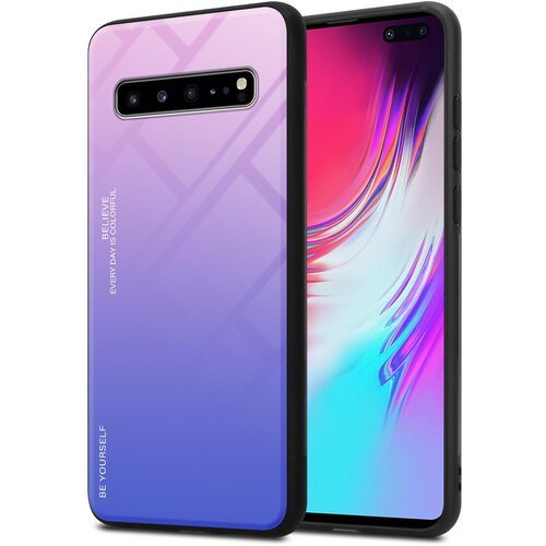 Cadorabo Ohi&scaron;je, združljiv s Samsungom v roza - modri - dvobarvni za&scaron;čitni pokrov iz silikona TPU in hrbta iz kaljenega stekla, (20573471) Cene