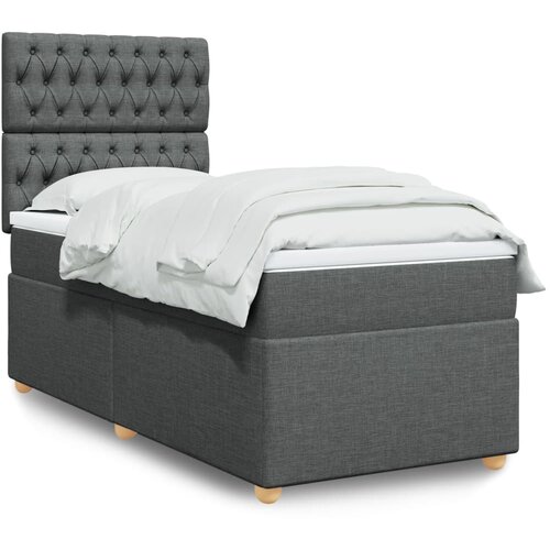 vidaXL Box spring postelja z vzmetnico temno siva 100x200 cm blago Cene