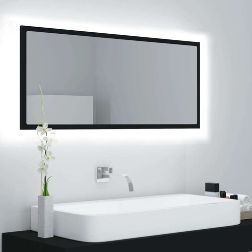vidaXL LED kupaonsko ogledalo crno 100 x 8,5 x 37 cm konstruirano drvo Cene