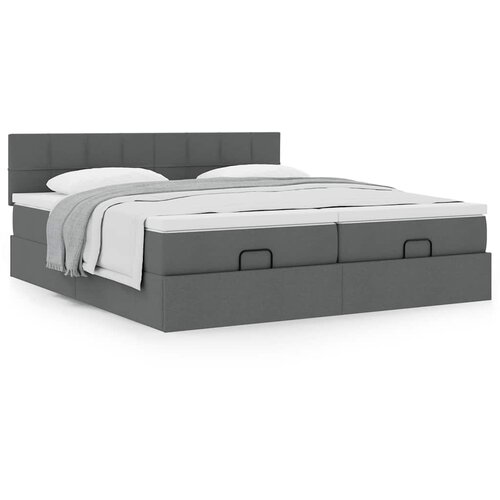 VidaXL Otomanski posteljni okvir z vzmetnicami siv 160x200 cm blago Slike
