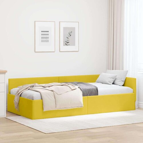 vidaXL Kutni okvir kreveta Žuta 90 x 190 cm Velvet i inženjerski drvo Cene