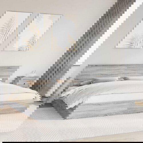 vidaXL Krevetna konstrukcija s ladicama Siva Sonoma 200 x 200 cm Cene