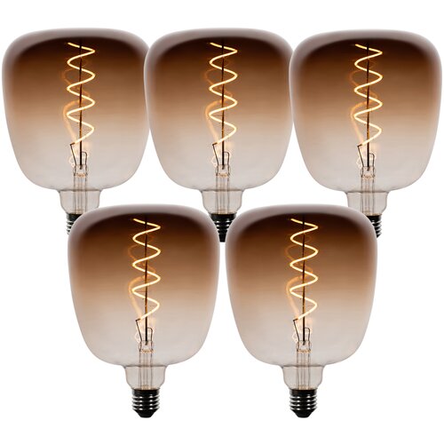 LUEDD Komplet 5 E27 zatemnitvenih LED žarnic G140 rjave barve 4,9 W 110 lm 1800 K Slike