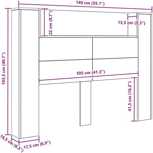  Krevetna ploča s LED-om Zidne Crni hrast 140 x 16 5 x 103 5 cm - Crni hrast 140 cm Slike