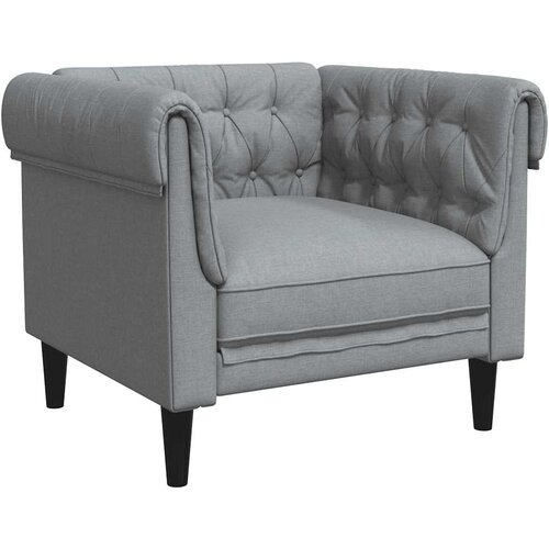  Fotelja Chesterfield svijetlosiva od tkanine Slike