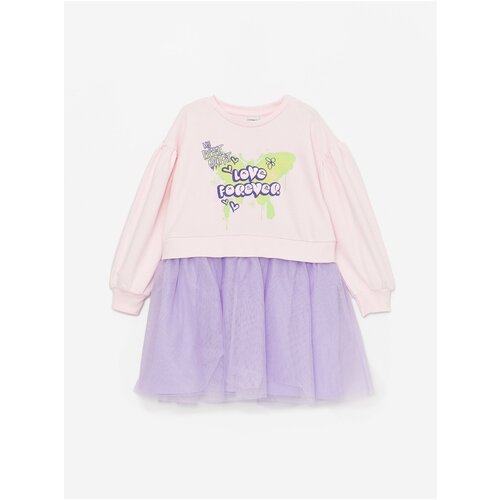LC Waikiki Girl&amp;#039;s Dress with a Crew Neck Printed Long Sleeve Slike