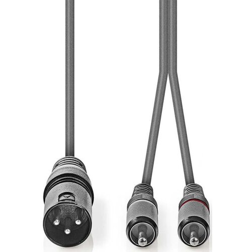 Nedis COTH15200GY15, Balansirani audio kabl, XLR 3-pinski mu&scaron;ki, 2x RCA mu&scaron;ki, Niklovani, 1,50 m, PVC Cene