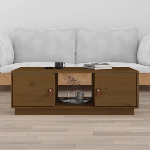 vidaXL Klubska mizica medeno rjava 100x50x35 cm trdna borovina Cene