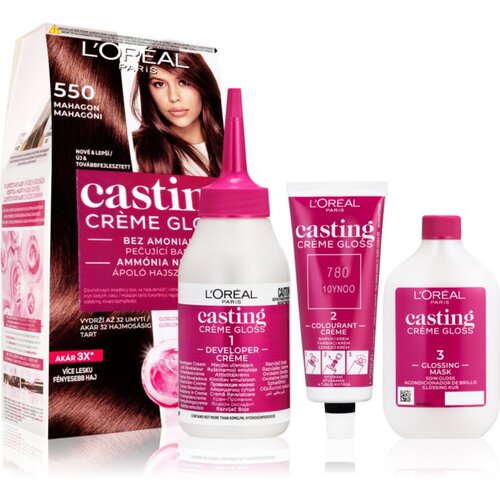 L&amp;acute;Or&amp;eacute;al Paris Casting Creme Gloss barva za lase barvani lasje vse vrste las 48 ml odtenek 550 Mahagon za ženske Slike