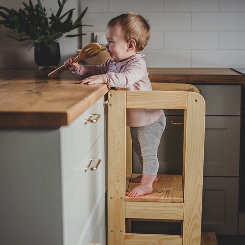 MeowBaby &amp;reg; Montessori Kuhinjski pomočnik iz lesa za učenje/opazovanje, bela s Au Noi mizico, (20734366) Slike