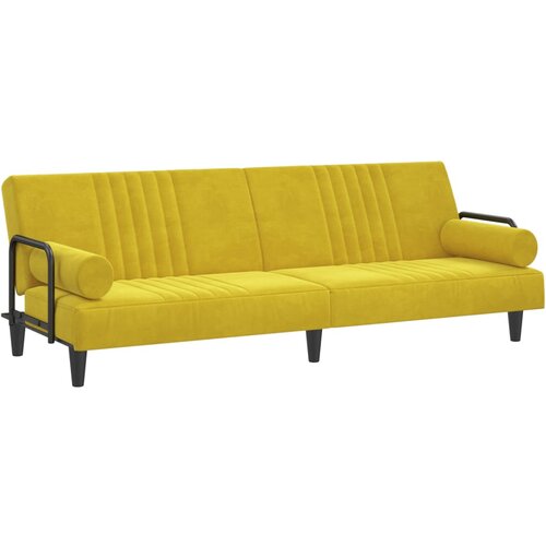 Maison Chic Raztegljiv kavč - Raztegljivi divan z naslonjali za roke rumen žamet, (21729226) Cene