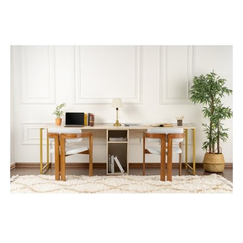 Hanah home Dupli stilski radni sto Travertine, 240 cm, Boja zlata Slike