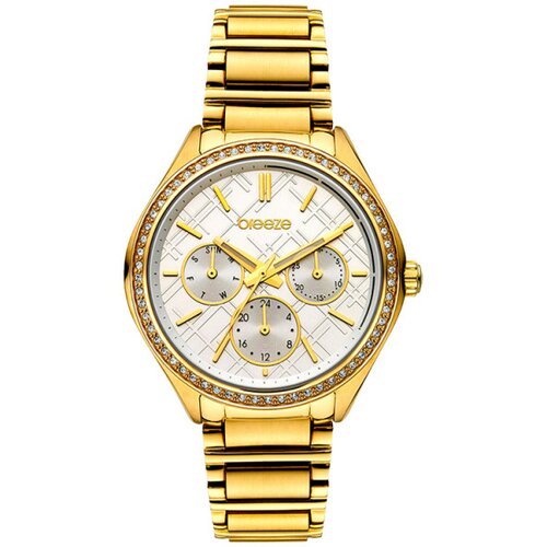 Breeze ženski intensfire multifunction beli zlatni modni ručni sat sa zlatnim metalnim kaišem Cene