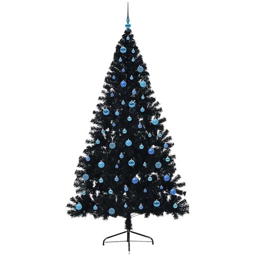  Umjetno predsvijetljeno božićno drvce Crna 240 cm PVC - Crna 240 cm s 120 plavih lopti Slike