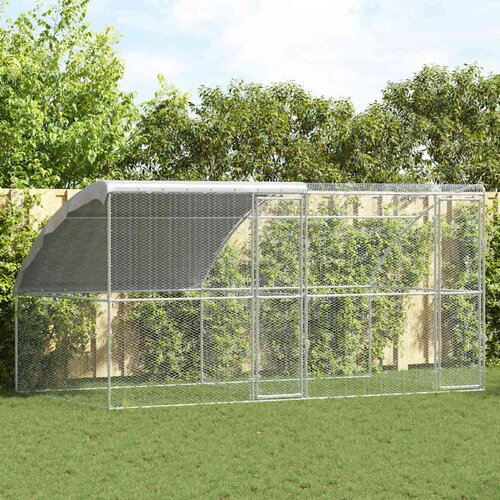 vidaXL Kletka za pi&scaron;čance srebrna 400 x 200 x 198.5 cm Pocinkano jeklo Cene