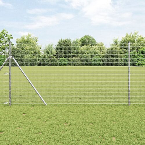 VidaXL varjena žična ograja s 13 stebri 1,2x50 m pocinkano jeklo Slike