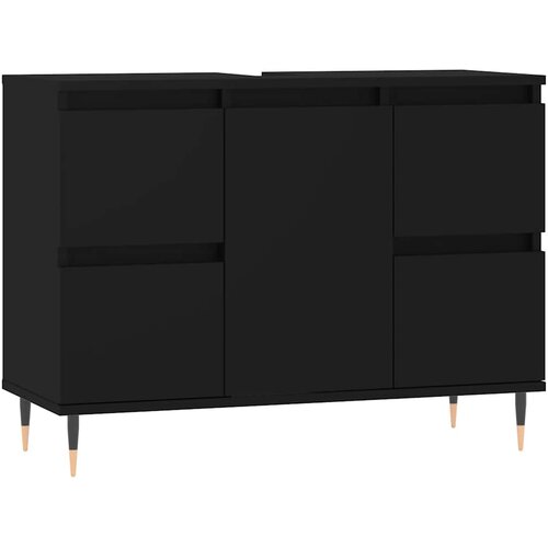 Maison Chic Kopalniška omarica - Kopalniški kabinet črna 80x33x60 cm inženirski les, (21794598) Cene
