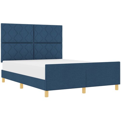 vidaXL Okvir za krevet s uzglavljem Plava 160 x 200 cm tkanina - Plava 160 x 200 cm Dizajn s rombovima Cene