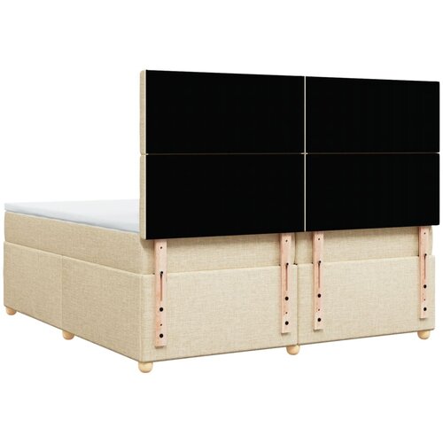  Krevet s oprugama i madracem krem 200 x 200 cm od tkanine Slike
