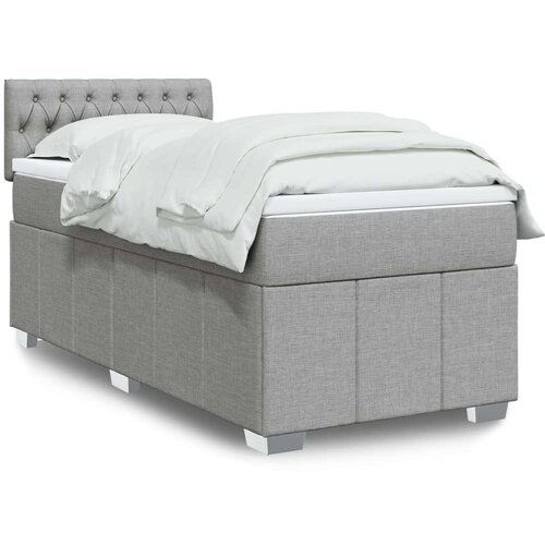 vidaXL Box spring postelja z vzmetnico svetlo siva 90x200 cm blago Cene