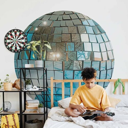  Okrugla fototapeta - Sky blue disco ball 140x140 Slike
