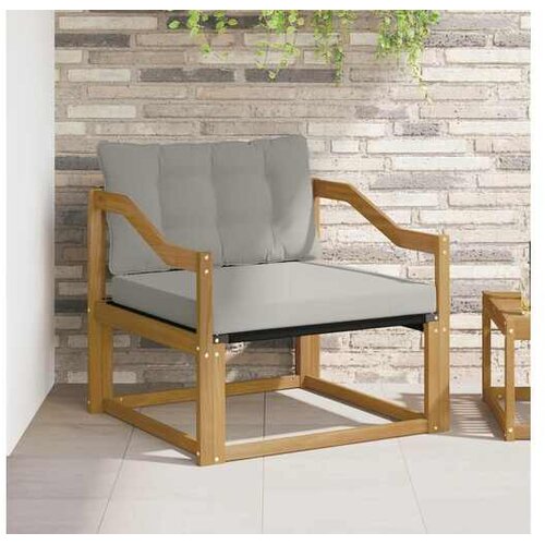 vidaXL Set vanjskih sofa Čvrsto drvo akacije i Textilene Bijela - Bijela i svijetlosiva Nagnuto Cijene