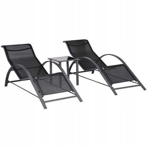 Modern Home Set od 2 ležaljke za ba&amp;scaron;tu sa stolom Black Slike