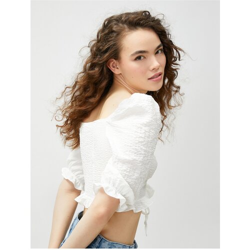 Koton Crop Blouse Balloon Sleeve Pleated Ruffled Slike