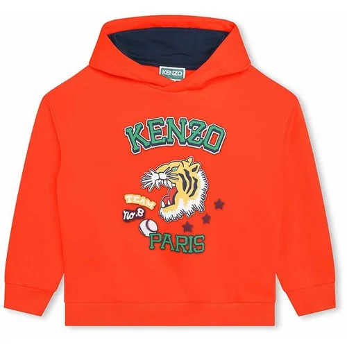 Kenzo Kids Otroški pulover oranžna barva, s kapuco