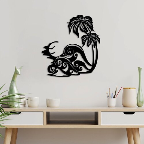Wallity zidna dekoracija waves 2, 53 x 57 cm, crna Cene