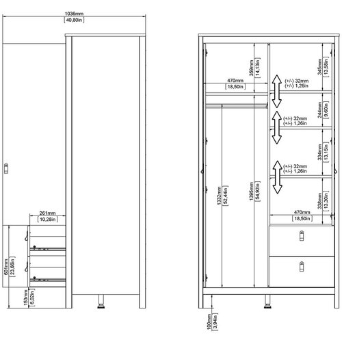 Tvilum Črna garderobna omara z ogledalom 102x199x58 cm Madrid &amp;ndash; Slike
