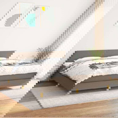 Box spring postelja z vzmetnico taupe 160x200 cm blago Cene
