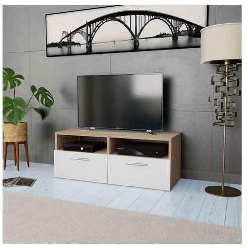  TV omarica iverna plošča 95x35x36 cm bela in barva hrasta