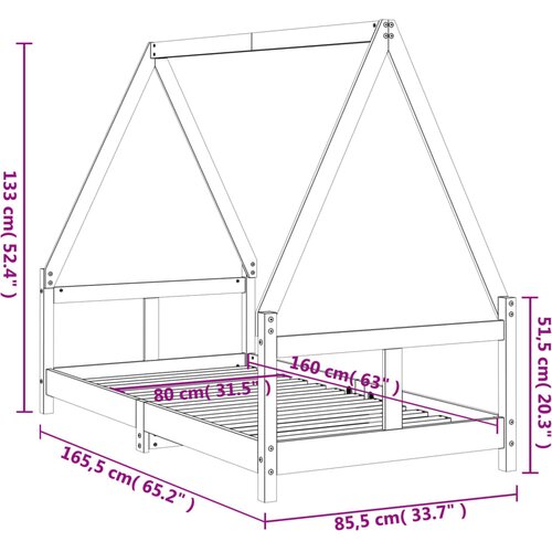  Okvir za dječji krevet 80 x 160 cm od masivne borovine Slike