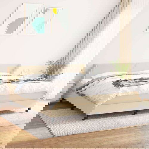  Box spring postelja z vzmetnico krem 180x200 cm blago Slike