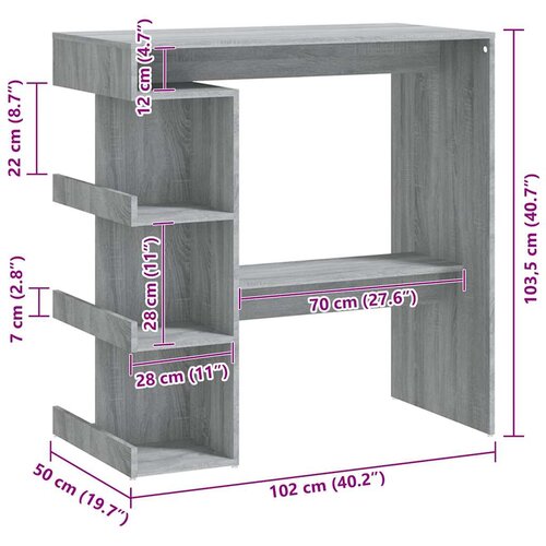  Barski stol sa stalkom siva boja hrasta sonome 100x50x101,5 cm Slike