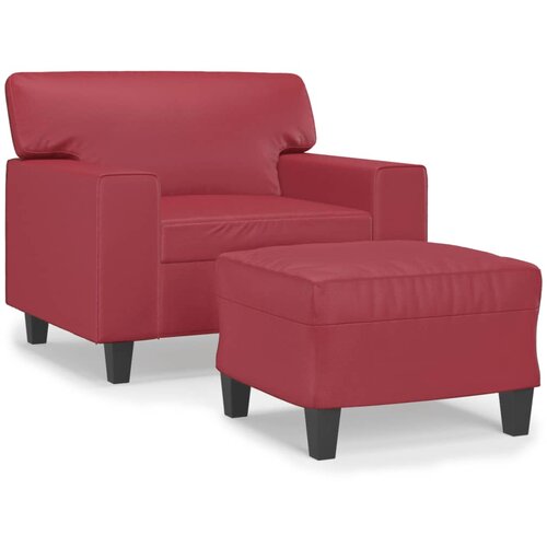 vidaXL fotelj s stolčkom za noge vinsko rdeč 60 cm umetno usnje, (20910083) Cene