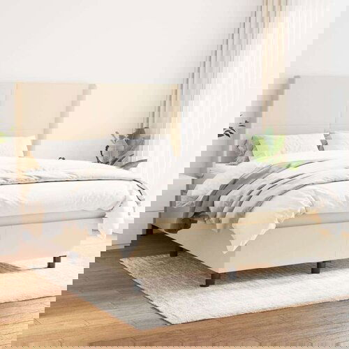  Box spring postelja z vzmetnico krem 140x190 cm blago, (20893993) Cene