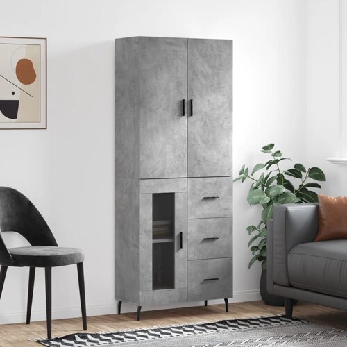 VidaXL Visoka komoda betonsko siva 69,5x34x180 cm inženirski les Slike