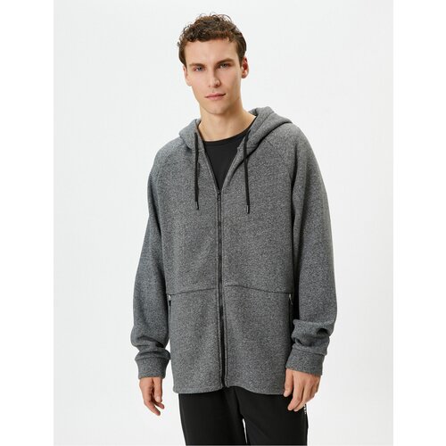 Koton Oversize Zippered Sweatshirt Hooded with Patchwork Pocket Detail Cene