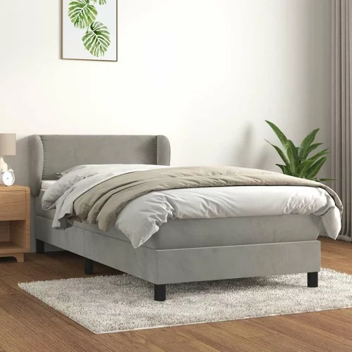 Box spring postelja z vzmetnico svetlo siv 90x190 cm žamet, (20724679)
